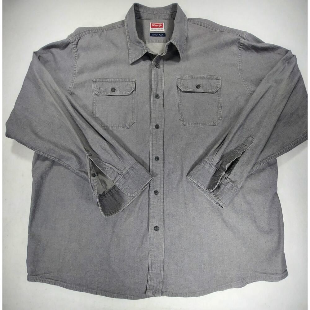 WRANGLER Comfort Flex Shirt Mens 3XL XXXL Gray Stretch L/S Cowboy Western